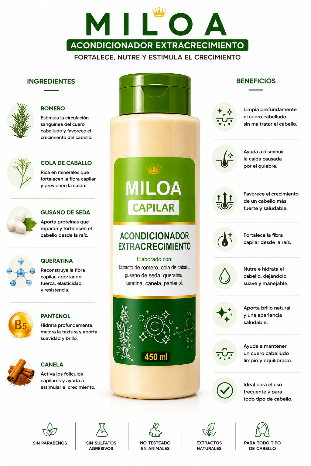Acondicionador extracrecimiento Miloa
