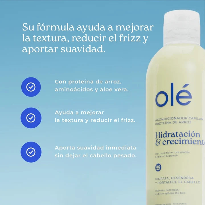 Tratamiento capilar proteína de arroz y aminoácidos fortalecimiento y crecimiento olé