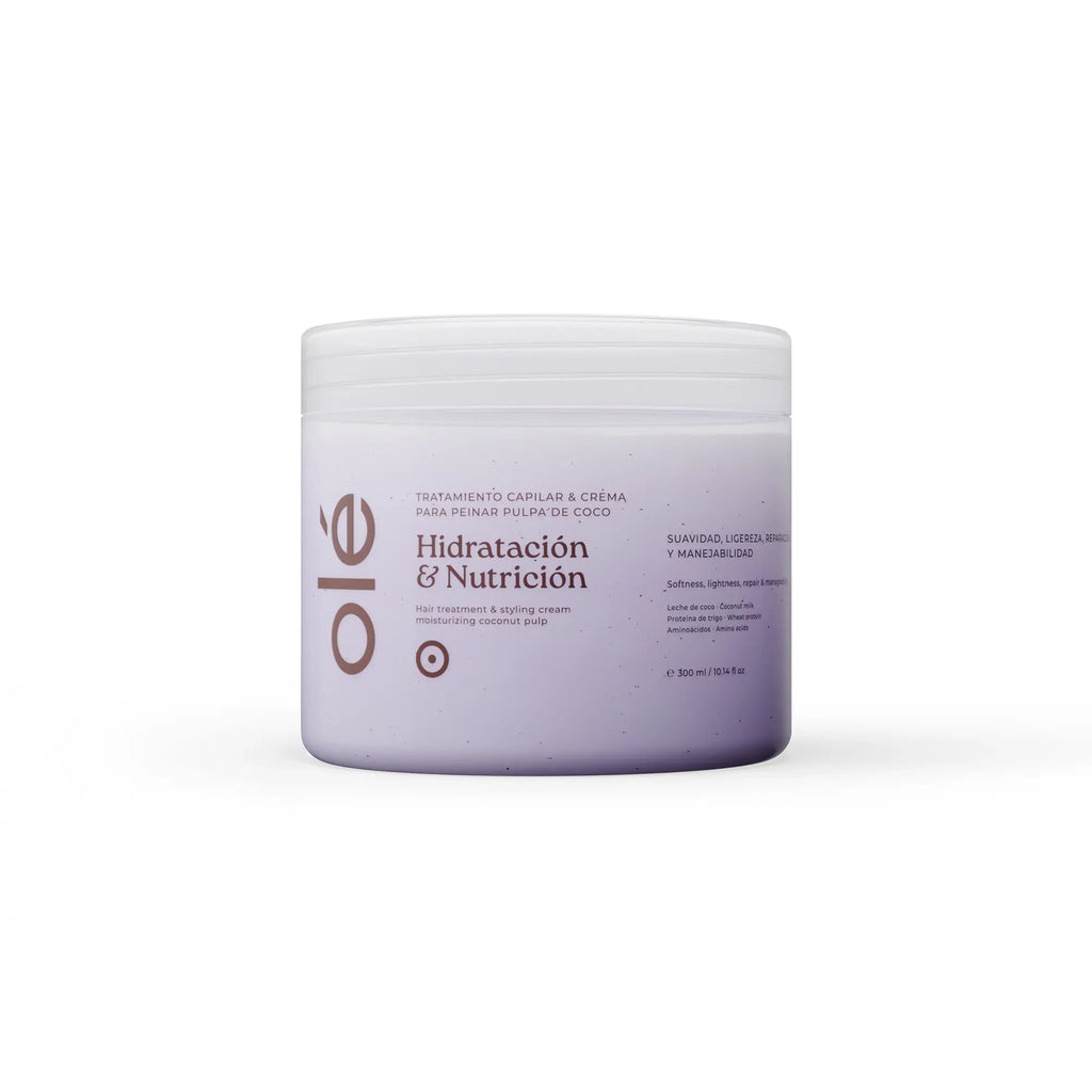 Tratamiento capilar y crema para peinar pulpa de coco hidratación y nutrición olé