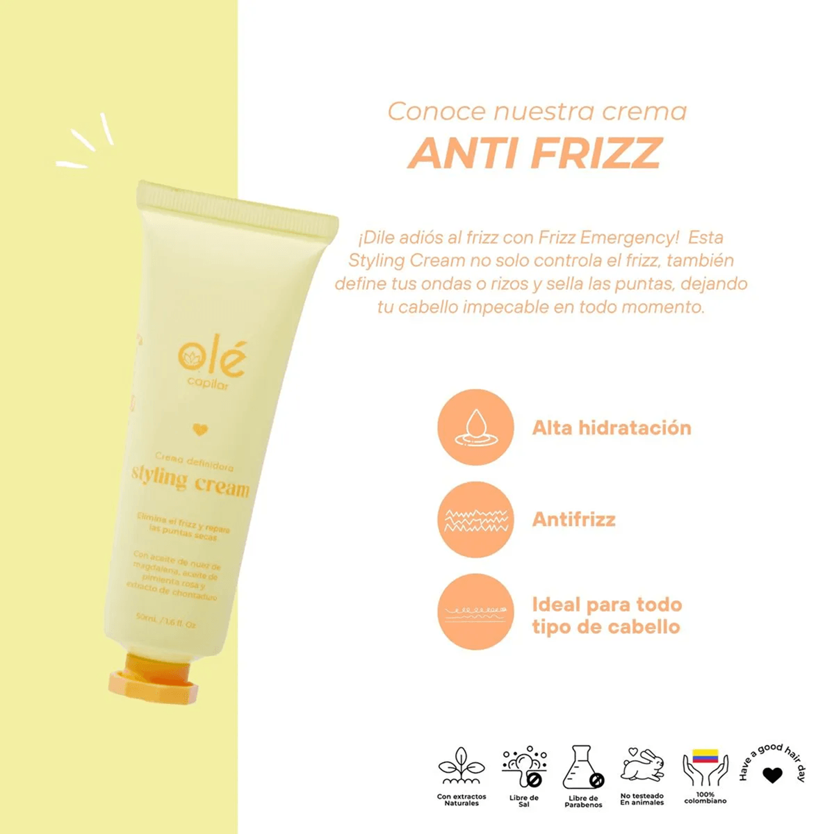 Crema definidora anti-frizz Nuez de Magdalena Olé