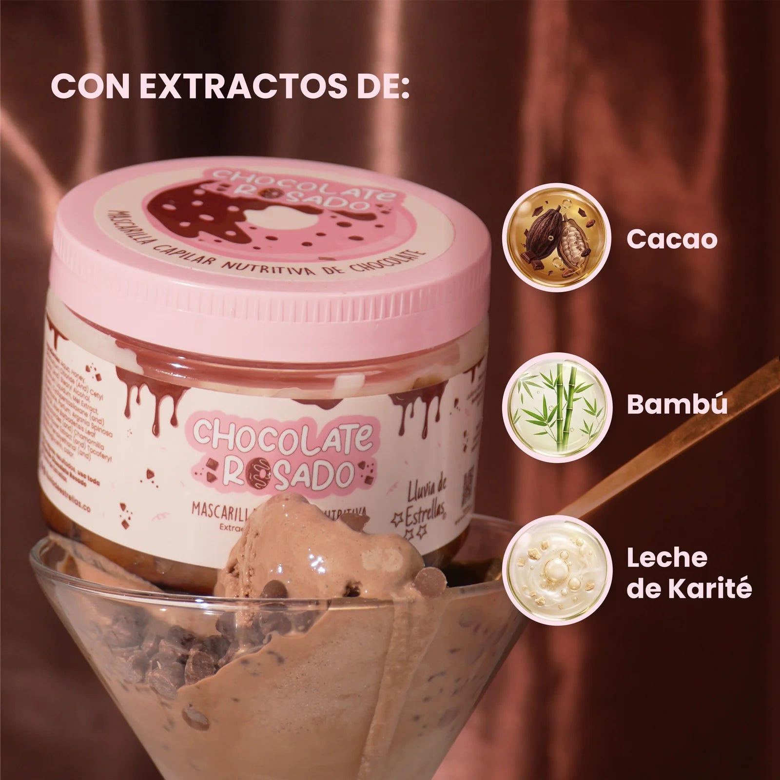 Mascarilla capilar chocolate rosado Lluvia de estrellas