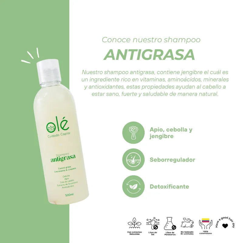 Shampoo Cebolla y jengibre antigrasa olé